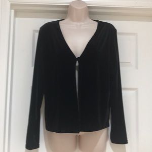 Vintage KSLA Velour Stretchy Black Cardigan Size M